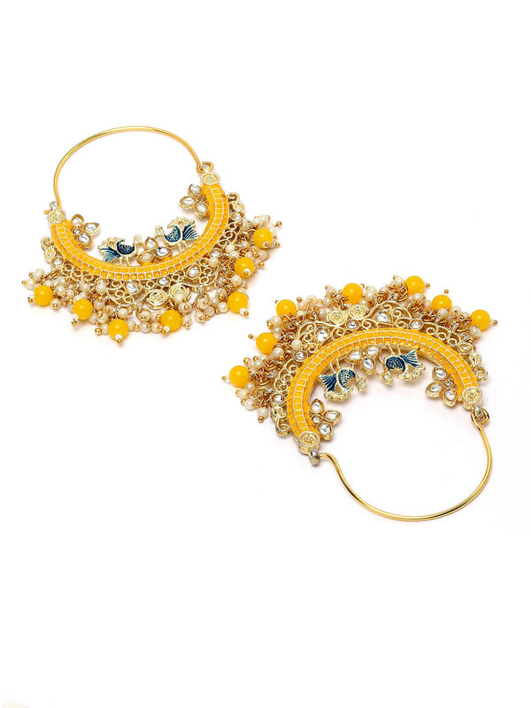 New Stylish Ethnic Partywear Yellow Hoops Earrings for Womens by House of Ree - Distacart