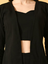 Thumbnail for Myshka Women's Black Solid Solid Jacket - Distacart
