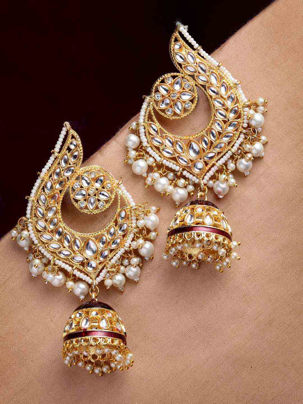 Peacock Maroon Jhumki Drop Earrings for Womens by House of Ree - Distacart