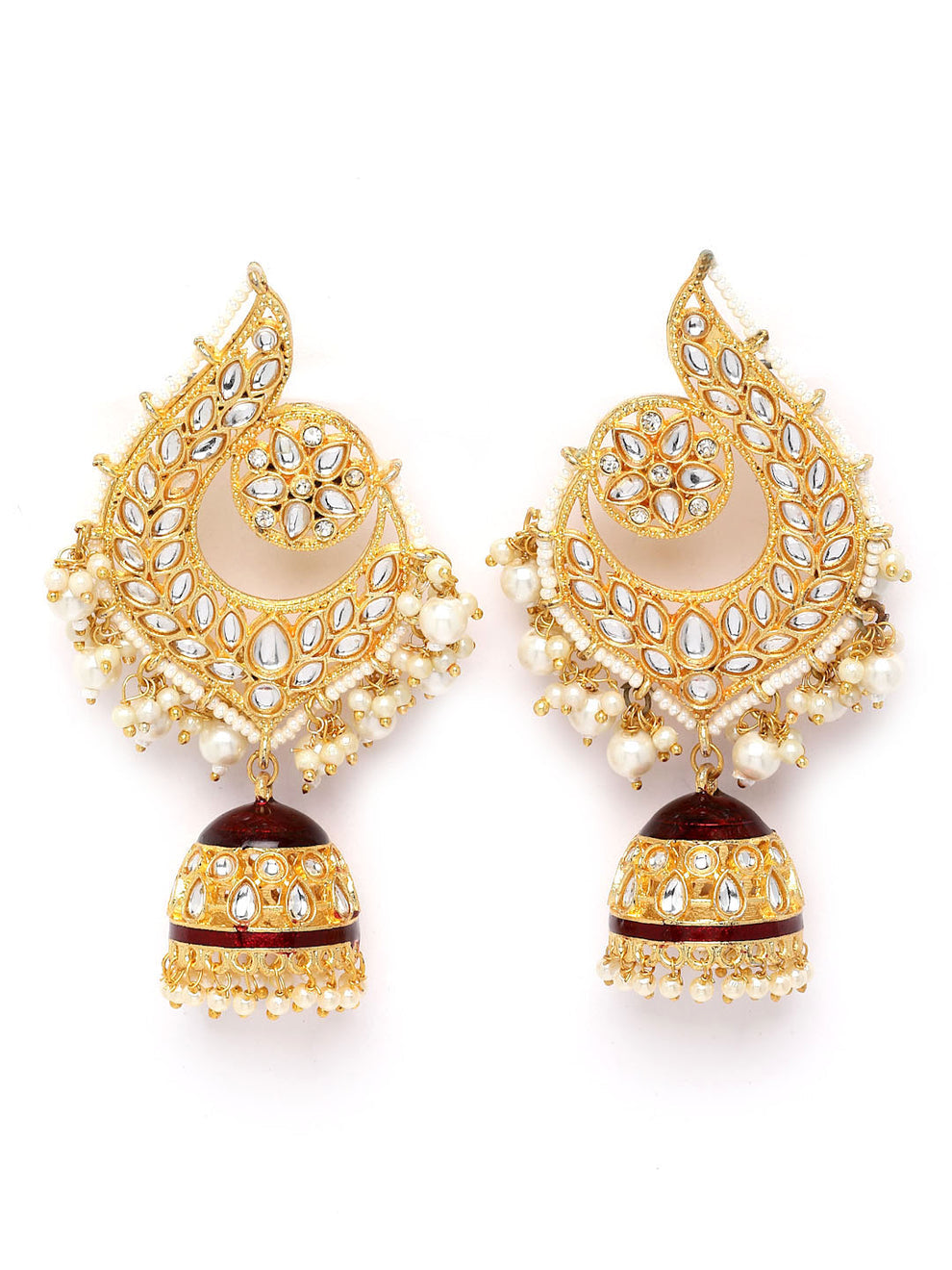 Peacock Maroon Jhumki Drop Earrings for Womens by House of Ree - Distacart