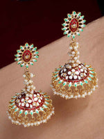 Thumbnail for Stylish Partywear Maroon Meenakari Earrings for Womens by House of Ree - Distacart