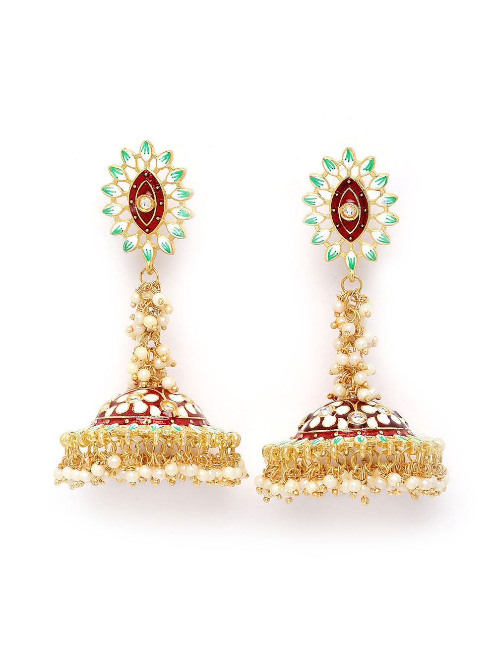 Stylish Partywear Maroon Meenakari Earrings for Womens by House of Ree - Distacart