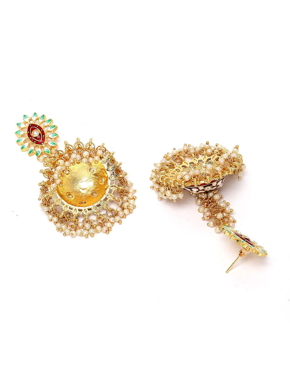 Stylish Partywear Maroon Meenakari Earrings for Womens by House of Ree - Distacart