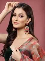 Thumbnail for Elephant Shape Pink Jhumki Drop Earrings for Womens by House of Ree - Distacart