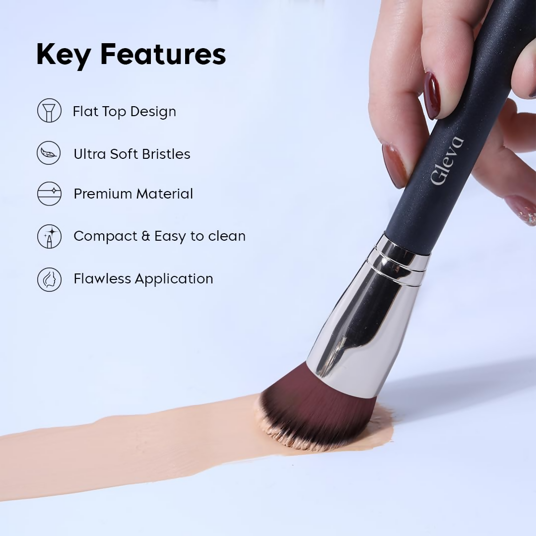Gleva Flat Top Kabuki Foundation Makeup Brush Black - Distacart