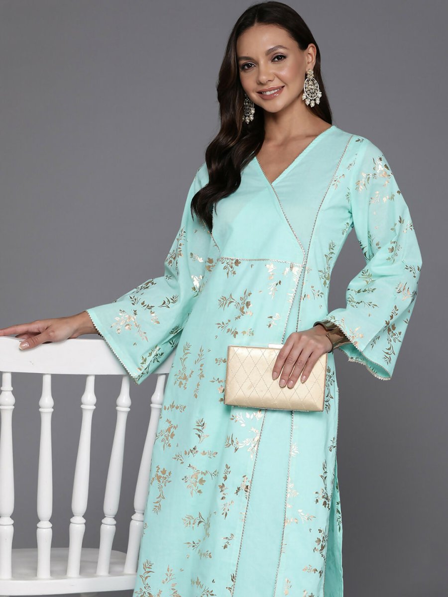 Ahalyaa Women's Traditional wear Kurta Set - Summer Blue - Distacart