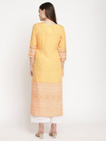 Thumbnail for Ahalyaa Women Yellow Crepe Digital Print Kurti