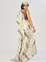 Thumbnail for Vastranavya Off White Satin Silk Elegant Printed Saree with Unstitched Blouse - Distacart