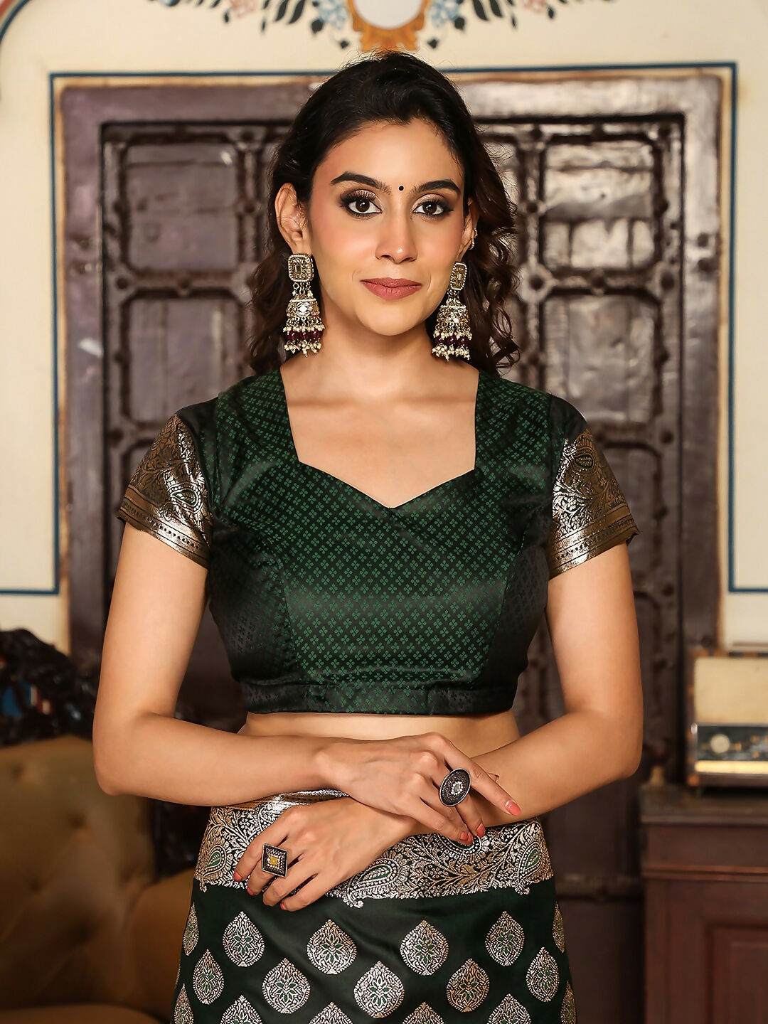 Astita Dark Green Silk Saree