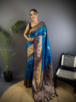 Thumbnail for Joban Fashion Banarasi Royal Blue Woven Soft Silk Saree