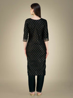 Thumbnail for Jyoti Fashion Women's Black Cotton Magic Slub Embroidery & Sequence work Kurta with Trouser & Dupatta - Distacart