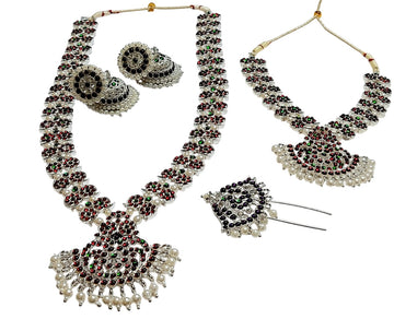 Elite Trading contemporary Design Bharatanatyam Jewelry Set in Latest Color Combination Traditional Dance Jewelry/Temple Jewelry Set - Distacart