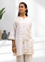 Thumbnail for Joban Fashion Off White Linen Embroidered Readymade Cord Set - Distacart