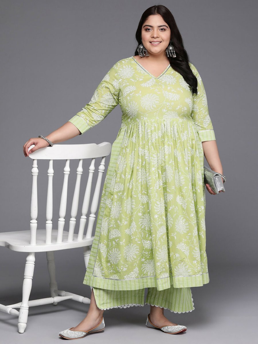 Ahalyaa Women's Traditional wear Kurta Set - Green - Distacart