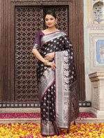 Thumbnail for Astita Wine Silk Saree