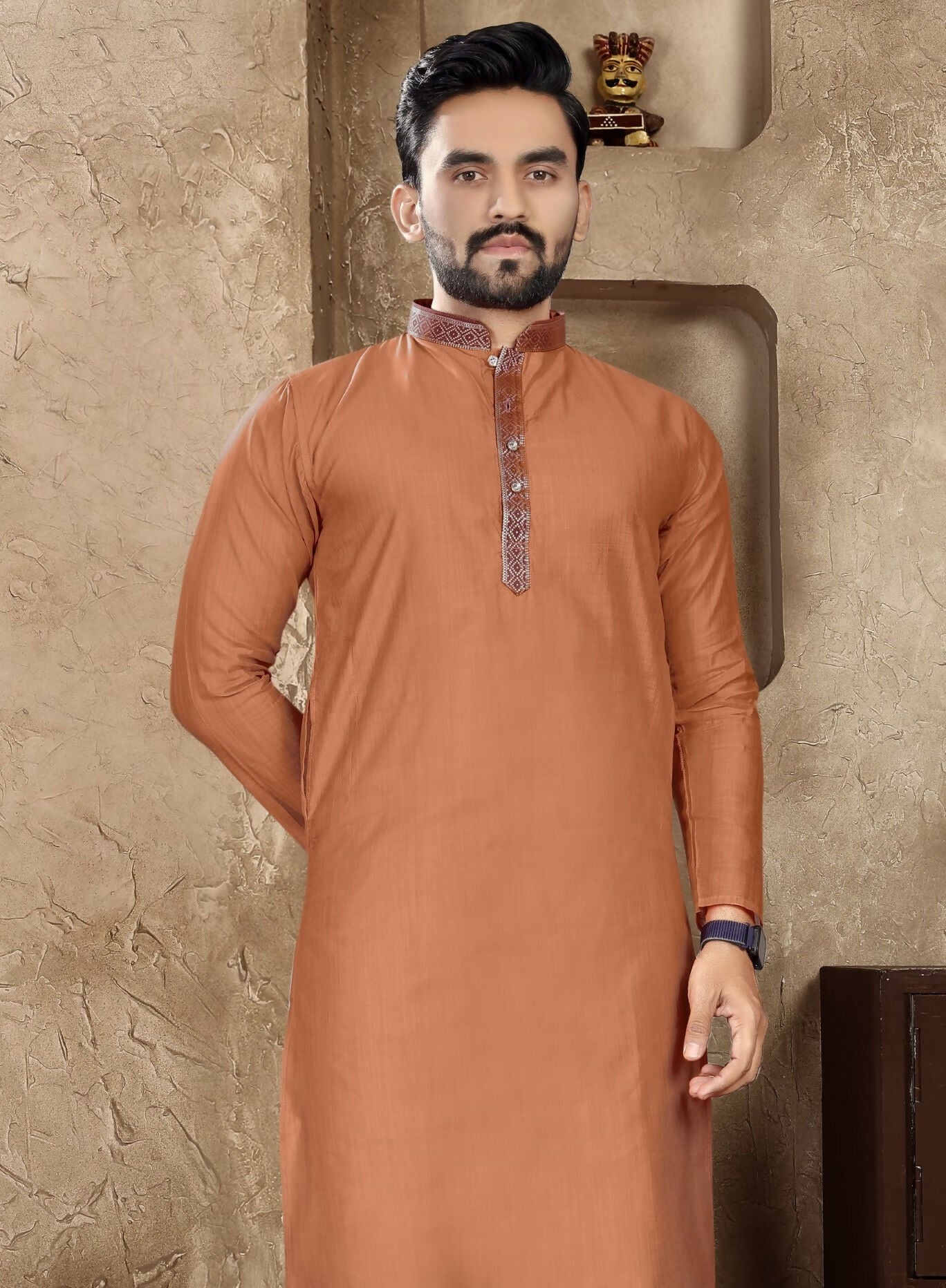 Anaita Orange Linen Silk Straight Kurta - Distacart