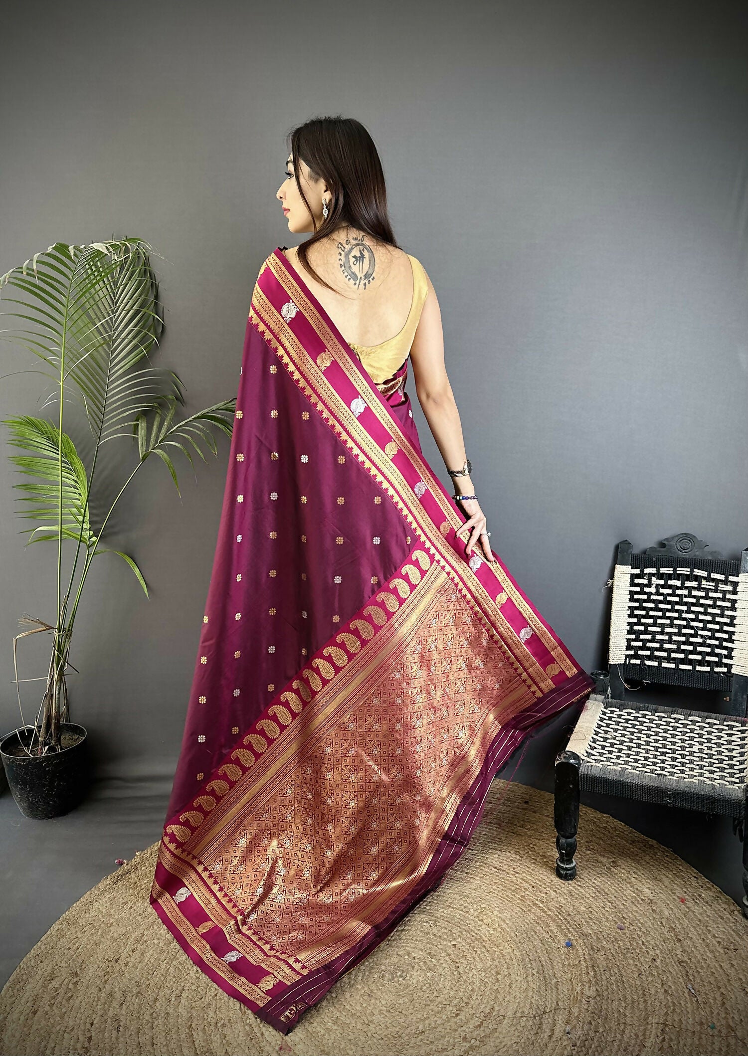 Joban Fashion Maroon Banarasi Soft Silk Woven Saree