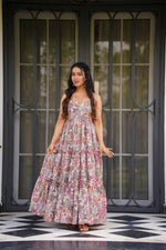 Thumbnail for The52 Women's Gorgeous Flared Partywear Designer Poly Rayon Gown-Multi - Dista