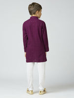Thumbnail for Joban Fashion Kids Island Full Sleeves Cotton Kurta, Pyjama Set with Sequin work - Wine - Distacart