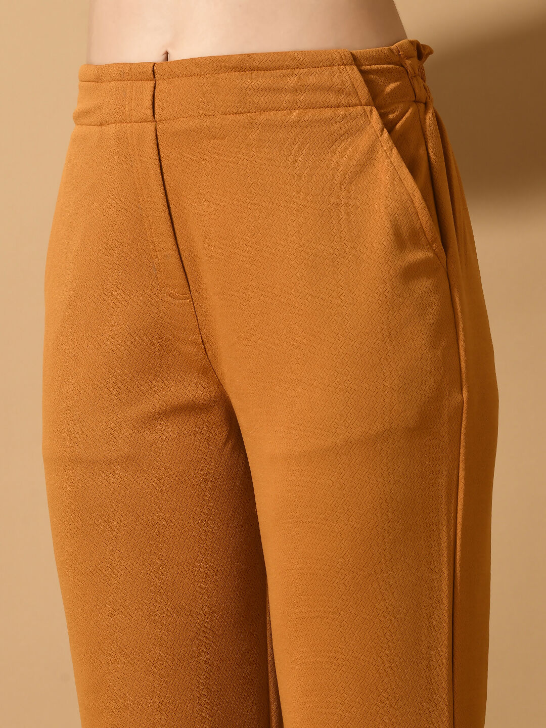 Myshka Women's Mustard Straight Fit Party Trouser - Distacart