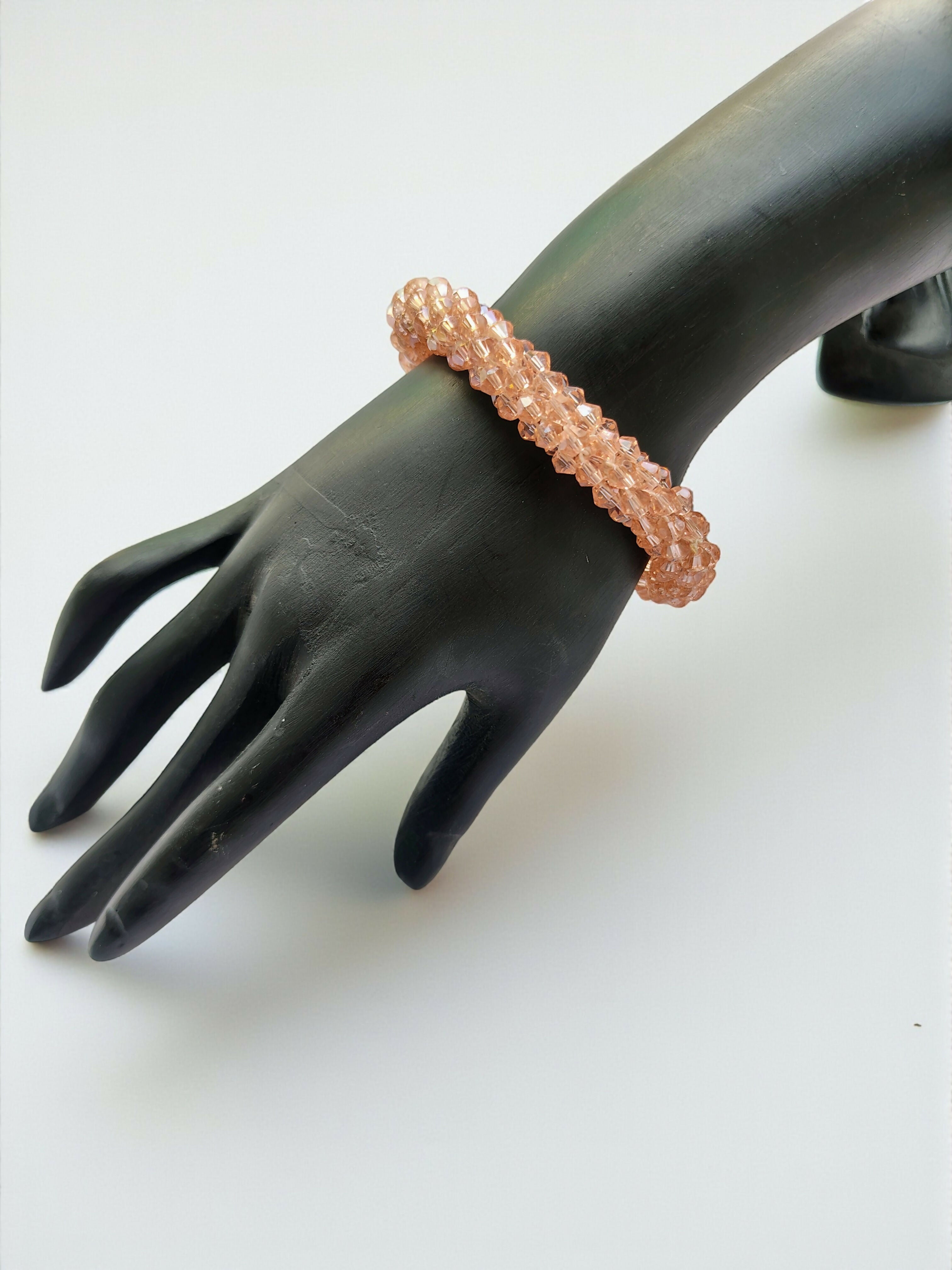 Inhanns Unisex Crystal Bloom – Adjustable Crystal Bead Bracelets - Peach - Distacart