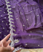 Thumbnail for KC Purple Wedding Wear Embroidered Crush Silk Salwar Suit - Dista