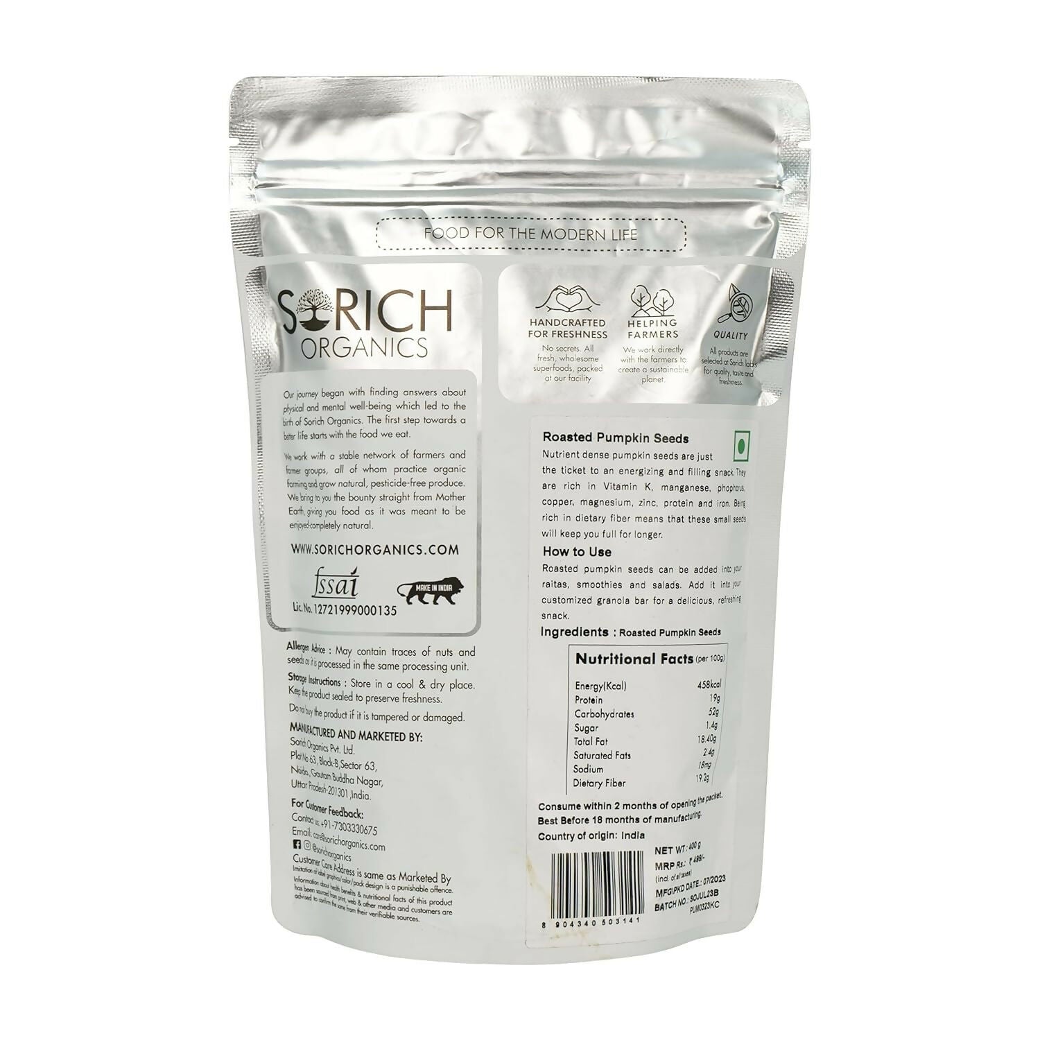 Sorich Organics Roasted Pumpkin Seeds - Distacart