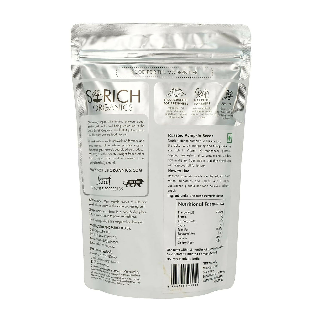 Sorich Organics Roasted Pumpkin Seeds - Distacart