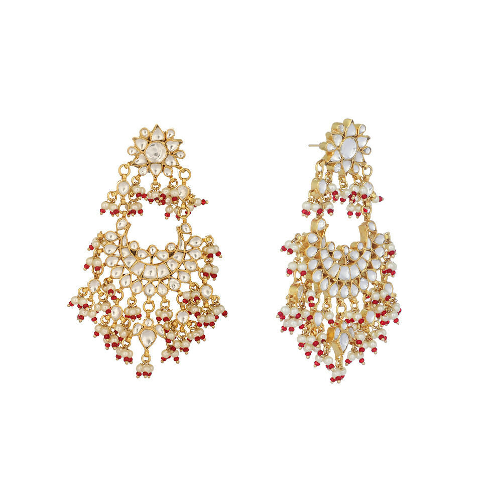Nuyug 22K Gold Plated Pearl Empress Chandbali Earrings