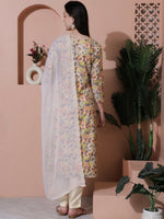 Thumbnail for Jyoti Fashion Women's Multicolor Cotton Floral Digital Printed Kurta with Trouser & Dupatta - Distacart