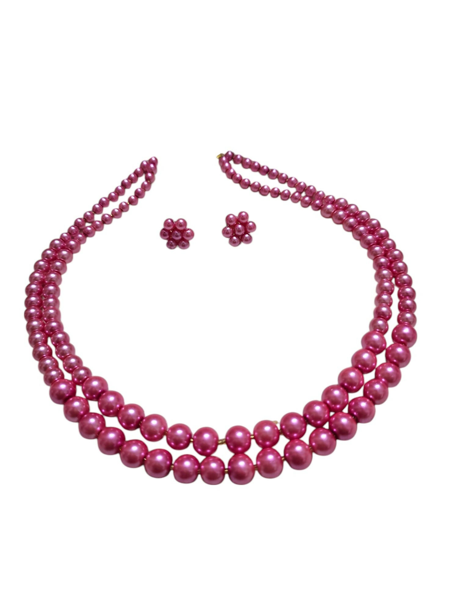 Inhanns Everyday Workwear Pearl Set (Double Layered Pearls) - Pink - Distacart