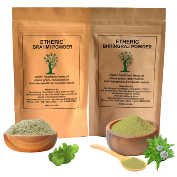 Etheric Brahmi & Bhringraj Powder Combo – Herbal Hair Growth & Hair Care Treatment - Dista