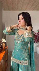 Thumbnail for Teeya Creation New Trendy Stylish Real Mirror Work With Lace Border Kurta Set - Dista