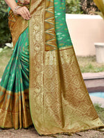 Thumbnail for Shree Shyam Fashion Rama Green Pochampally Silk Saree - Distacart