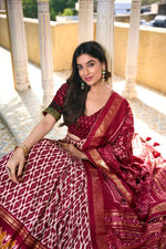 Thumbnail for Vastranavya Designer Ikkat Print With Foil Work Lehenga Choli - Maroon - Distacart
