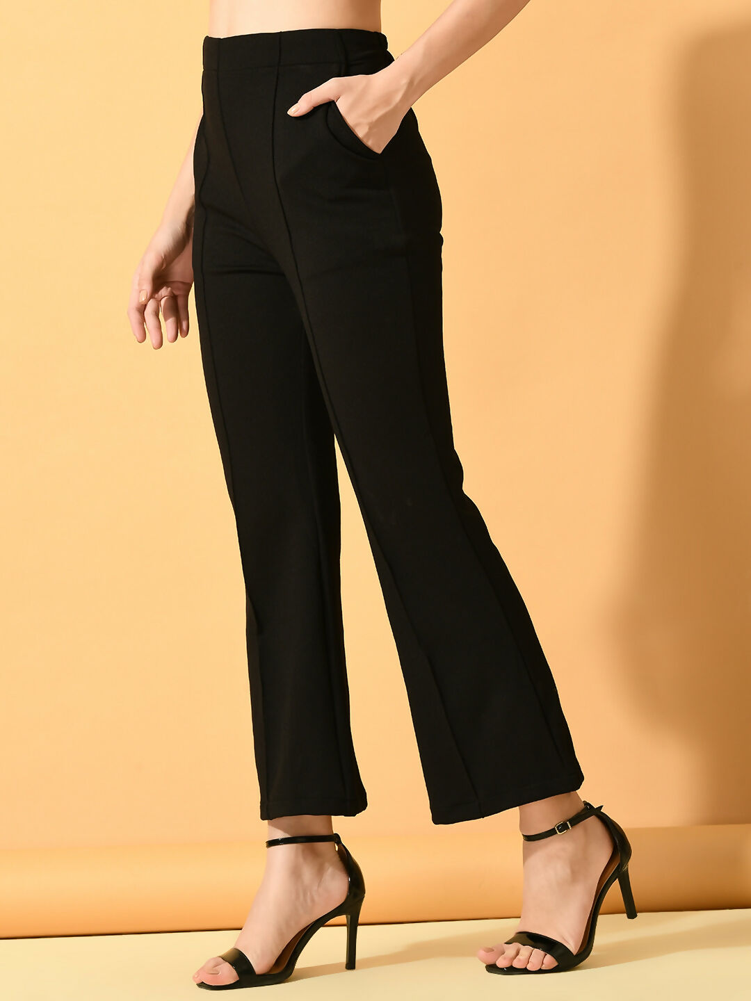 Myshka Women's Black Flared Party Trouser - Distacart