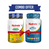 Thumbnail for Patanjali Nutrela Daily Active + Omega 3 Softgel Capsules Combo