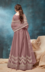 Thumbnail for Anaita Light_Brown Embroidered Net Anarkali Suit - Distacart