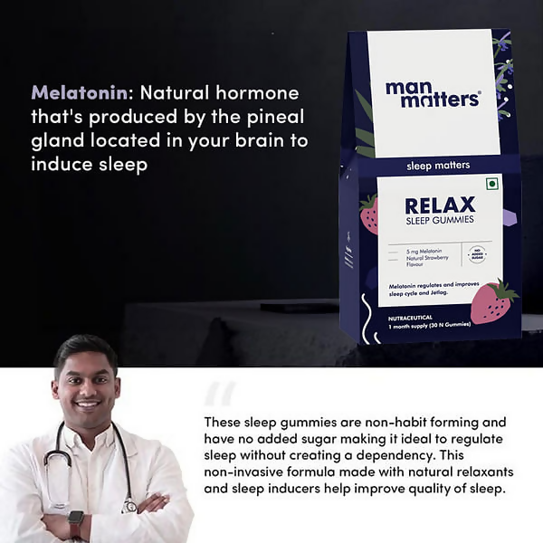 Man Matters Relax Melatonin Sleep Gummies - No Added Sugar - Distacart