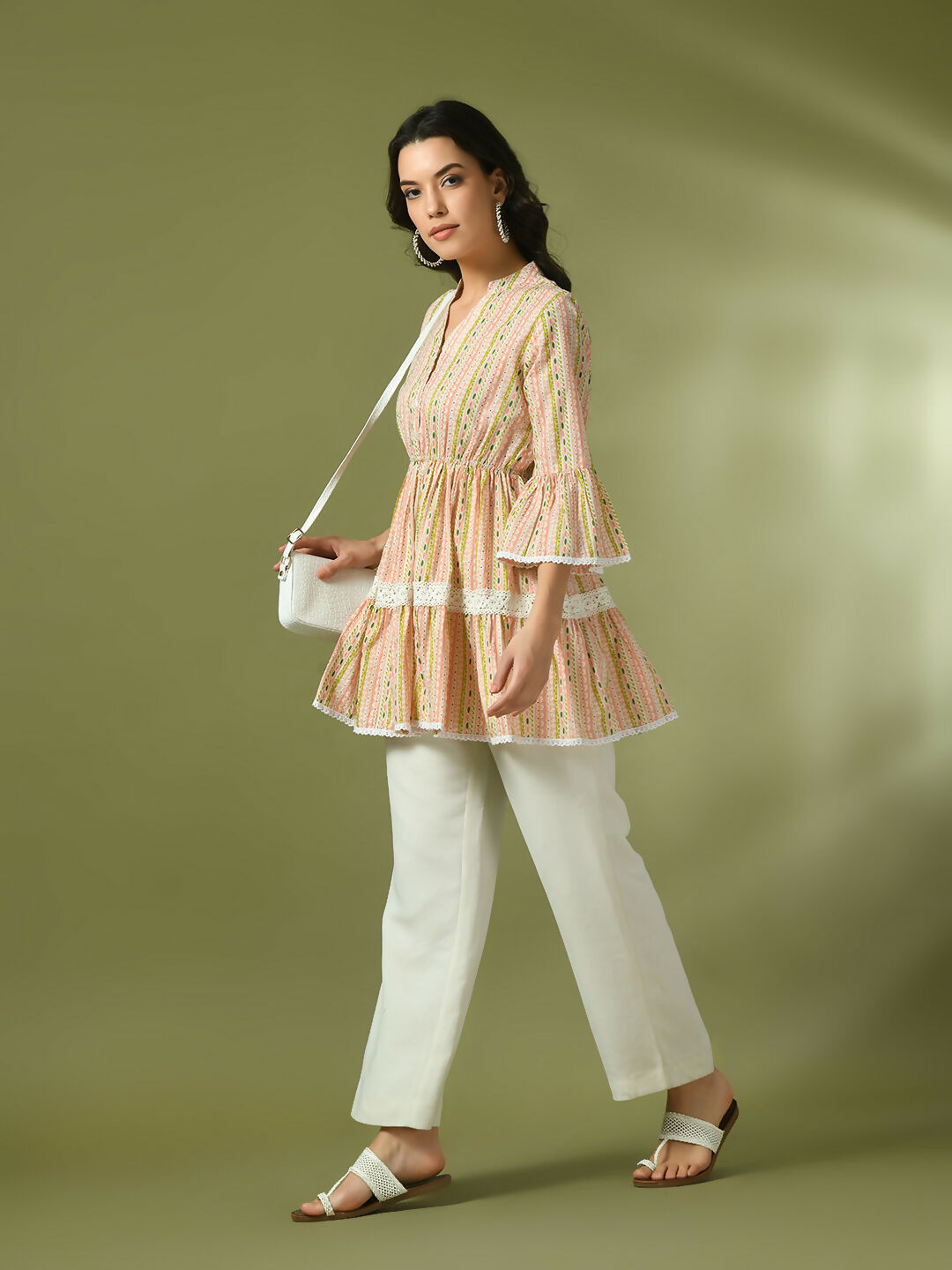 Myshka Women's Multi Embellished Cotton Gathered Party Empire Top - Distacart