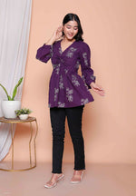 Thumbnail for Miravan Womens Cotton Butterfly Style Floral Print V-Neck Top - Distacart