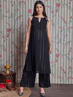 Thumbnail for Ode by House of Pataudi Straight Kurta with Palazzos - Distacart