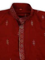 Thumbnail for Joban Fashion Kids Island Traditional Ethnic Wear with Silk Sequence Embroidery Full Sleeves Kurta and Pyjama Set - Maroon - Distacart