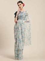 Thumbnail for Ahalyaa Women's Off White Chiffon Abstract Digital Print Saree - Distacart