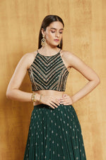 Thumbnail for Jyoti Fashion Bottle Green Sequence Embroidery Georgette Designer Lehenga Choli with Dupatta - Distacart