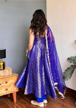 Thumbnail for Lehenga Mart Designer Anarkali Suit With Kurta Bottom Dupatta For Women-Blue - Dista