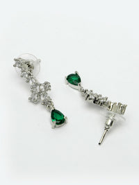 Thumbnail for NVR Women's Silver-Plated Green American Diamond Studded Jewellery Set - Distacart