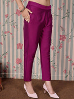 Thumbnail for Ode by House of Pataudi Pink Ethnic Motifs Embroidered Zari Kurta With Trousers & Dupatta - Distacart
