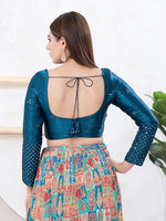 Thumbnail for Joban Fashion Cobalt-Blue Gajji Silk Elbow Sleeveless Back Open Blouse