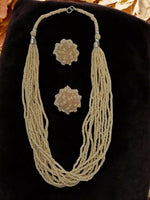 Thumbnail for Inhanns Bloom Handmade Beaded Necklace With Earrings - 12 Layers - Cream Necklace Set - Distacart